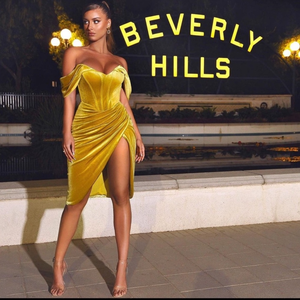 Elegant Yellow Off-Shoulder Dress